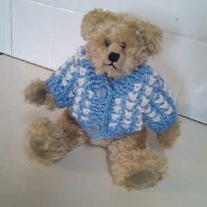Vintage Teddy Bear, with sweater crochet.